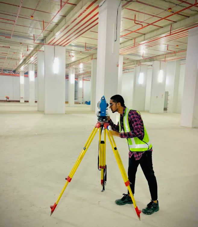 Professional Land Surveyor with Total Station
